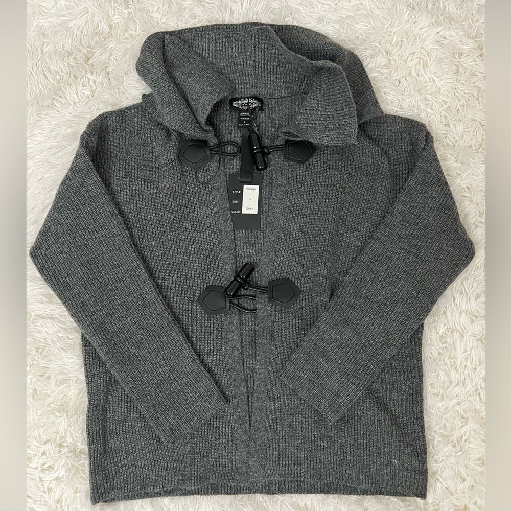 Charcoal Gray Toggle Sweater Cardigan